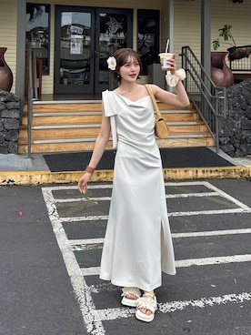 「NOTREemor（ノートルエモア）のアイテム（ワンピース/ドレス、ホワイト系）」を使った、honokaさん（レディース・163cm）の春コーディネート