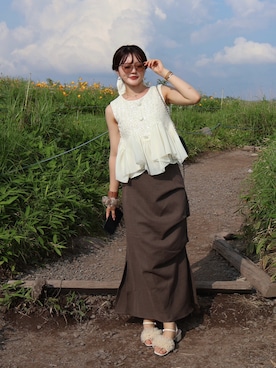 「menue（メヌエ）のアイテム」を使った、honokaさん（レディース・163cm）の夏コーディネート