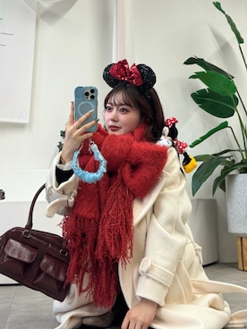 「アイテム（ステンカラーコート）」を使った、honokaさん（レディース・163cm）の冬コーディネート