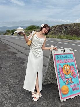 「NOTREemor（ノートルエモア）のアイテム（ワンピース/ドレス、ホワイト系）」を使った、honokaさん（レディース・163cm）の春コーディネート