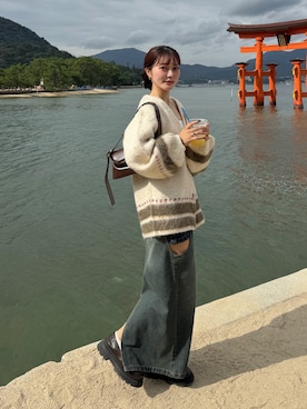 「アイテム（デニムスカート）」を使った、honokaさん（レディース・163cm）の秋コーディネート