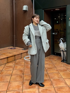 「アウターコーデ」｜「アイテム（その他トップス）」を使った、honokaさん（レディース・163cm）の冬コーディネート