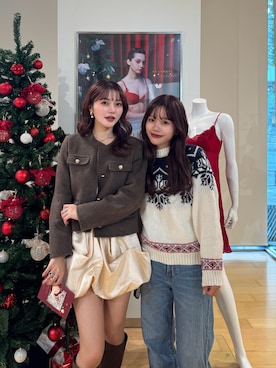 「アイテム（ノーカラージャケット）」を使った、honokaさん（レディース・163cm）の冬コーディネート