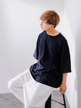 「Adoon plain（アドーンプレーン）のアイテム（Tシャツ/カットソー）」を使った、ぬぬーしゅさん（メンズ・172cm）の夏コーディネート