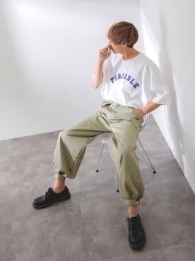 「Adoon plain（アドーンプレーン）のアイテム（パンツ）」を使った、ぬぬーしゅさん（メンズ・172cm）の夏コーディネート