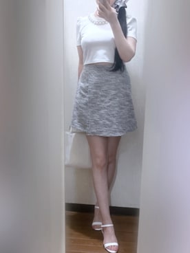 「LibertyDoll（リバティードール）のLibertyDoll セパレートストラップサンダル（サンダル、ホワイト系）」を使った、りりさん（レディース・158cm）の秋コーディネート