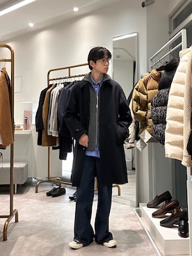 「アイテム（ステンカラーコート）」を使った、Takumaさん（メンズ・175cm・20代）の冬コーディネート