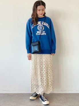 「AMERICAN HOLIC」｜「アイテム（スウェット）」を使った、yuki☺︎さん（レディース・165cm）の冬コーディネート