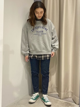 「AMERICAN HOLIC」｜「アイテム（スウェット）」を使った、yuki☺︎さん（レディース・165cm）の冬コーディネート