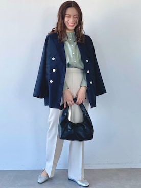 「ストレートパンツ」｜「アイテム（ブルゾン）」を使った、yuki☺︎さん（レディース・165cm）の冬コーディネート
