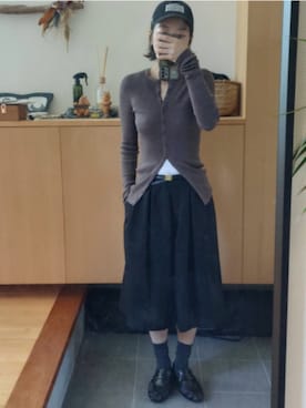「TODAYFUL（トゥデイフル）のTwill Bermuda Pants（その他パンツ、ブラック系）」を使った、nui.さん（レディース・160cm）の秋コーディネート