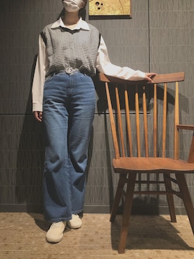 「WC（ダブル シー）のアイテム（ベスト）」を使った、❁⃘tomo❁⃘さん（レディース・165cm）の秋コーディネート