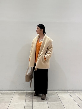 「アイテム（その他アウター、イエロー系）」を使った、meiさん（レディース・165cm）の冬コーディネート