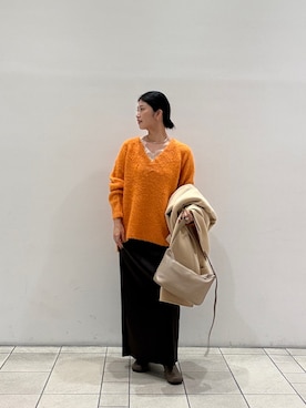 「アイテム（その他アウター、イエロー系）」を使った、meiさん（レディース・165cm）の冬コーディネート