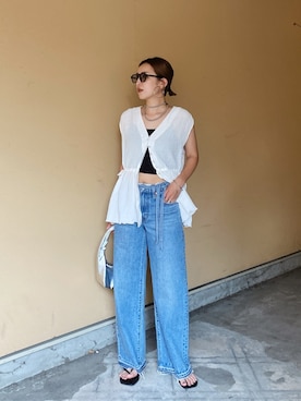 福本 茉以さん（レディース・160cm）の夏コーディネート