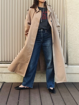 「Ungrid（アングリッド）のアイテム（ステンカラーコート）」を使った、福本 茉以さん（レディース・160cm）の秋コーディネート
