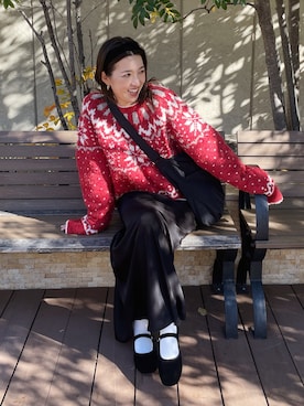 福本 茉以さん（レディース・160cm）の冬コーディネート