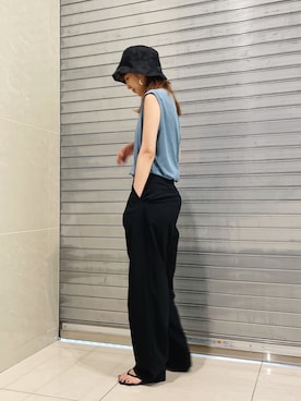 「ブルートップス」｜福本 茉以さん（レディース・160cm）の夏コーディネート