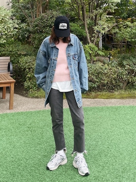 「Ungrid（アングリッド）のビッグシルエットデニムジャケット（デニムジャケット）」を使った、福本 茉以さん（レディース・160cm）の秋コーディネート