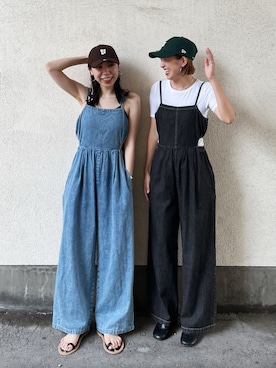 「Ungrid（アングリッド）のアイテム（オールインワン・サロペット）」を使った、福本 茉以さん（レディース・160cm）の夏コーディネート