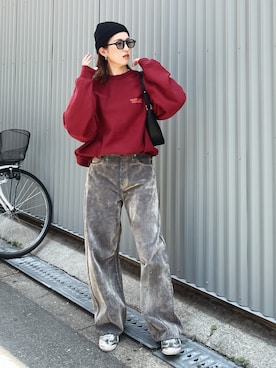 「アイテム（スウェット）」を使った、福本 茉以さん（レディース・160cm）の夏コーディネート