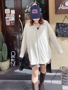 「Ungrid（アングリッド）のアイテム（キャップ）」を使った、福本 茉以さん（レディース・160cm）の秋コーディネート