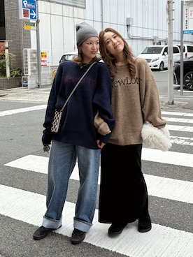 「着回しコーデ」｜福本 茉以さん（レディース・160cm）の冬コーディネート