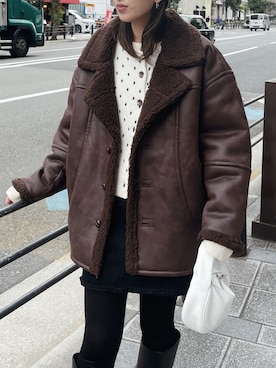 「着回しコーデ」｜福本 茉以さん（レディース・160cm）の冬コーディネート