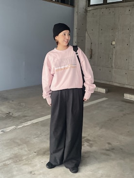 「グレーパンツ」｜福本 茉以さん（レディース・160cm）の冬コーディネート