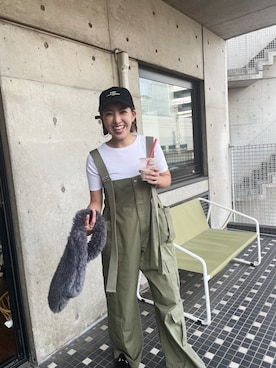 「Ungrid（アングリッド）のアイテム（サロペット/オーバーオール）」を使った、福本 茉以さん（レディース・160cm）の夏コーディネート