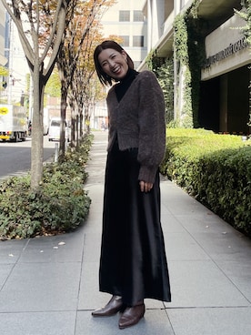 福本 茉以さん（レディース・160cm）の冬コーディネート