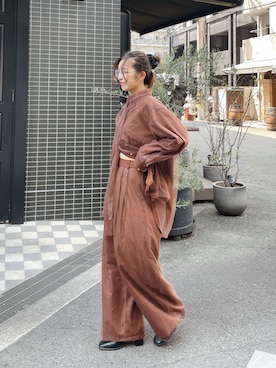 「茶色」｜福本 茉以さん（レディース・160cm）の秋コーディネート