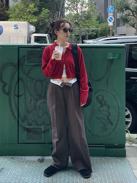 「Ungrid（アングリッド）のアイテム（カーディガン/ボレロ）」を使った、福本 茉以さん（レディース・160cm）の秋コーディネート