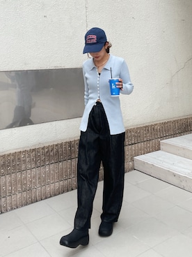 「Ungrid（アングリッド）のアイテム（キャップ）」を使った、福本 茉以さん（レディース・160cm）の秋コーディネート