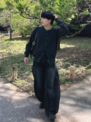 「WYM LIDNM（ウィム バイ リドム）のT/C CREW COMPACT CARDIGAN（カーディガン/ボレロ）」を使った、Seigoさん（メンズ・165cm）の春コーディネート