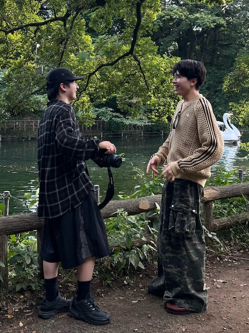 数量限定追加〉【WILD LIFE TAILOR】オンブレチェック ドレープ