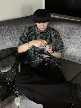 「epnok（エプノック）の【EPNK】Snap button tuck cargo pants / スナップボタンタックカーゴパンツ（カーゴパンツ）」を使った、Seigoさん（メンズ・165cm）の夏コーディネート