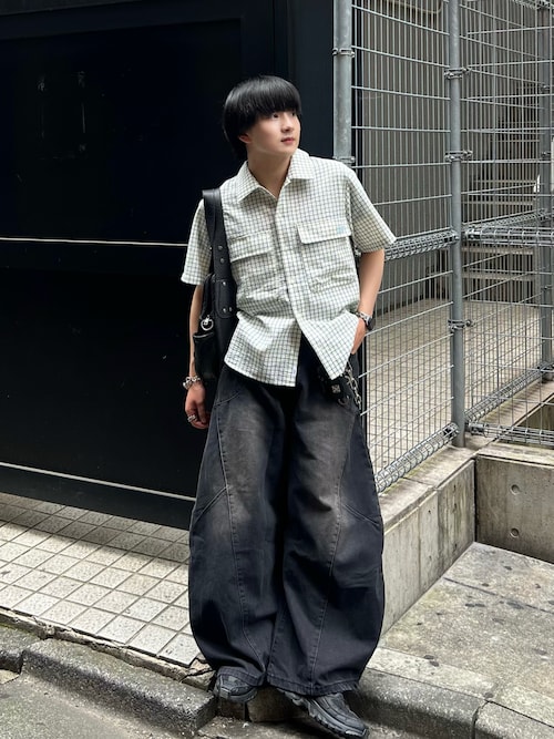 Washed Switching Scimitar Jeans