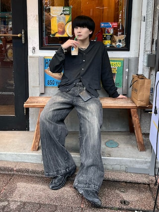 「WYM LIDNM(ウィム バイ リドム)のT/C CREW COMPACT CARDIGAN(カーディガン/ボレロ)」を使った、Seigoさん(メンズ・165cm)の春コーディネート