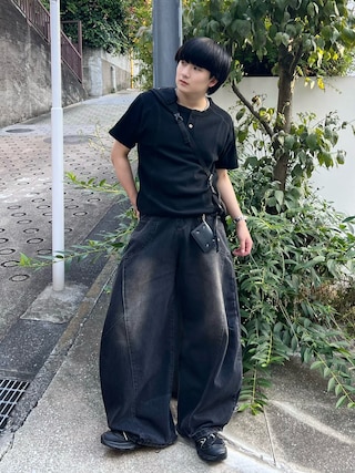 「mushwear(マッシュウェア)のWashed Switching Scimitar Jeans(デニムパンツ)」を使った、Seigoさん(メンズ・165cm)の夏コーディネート