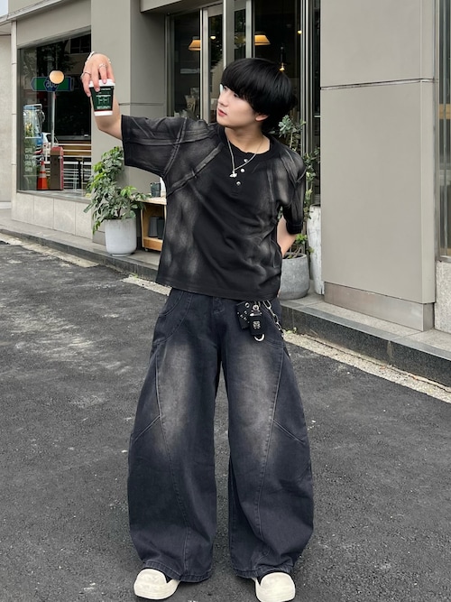 Washed Switching Scimitar Jeans