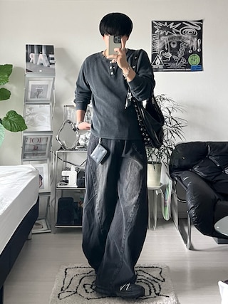 「ANDER HUNK(アンダーハンク)のMetal Henry neck Thermal / メタルヘンリーネックサーマル(Tシャツ/カットソー)」を使った、Seigoさん(メンズ・165cm)の秋コーディネート