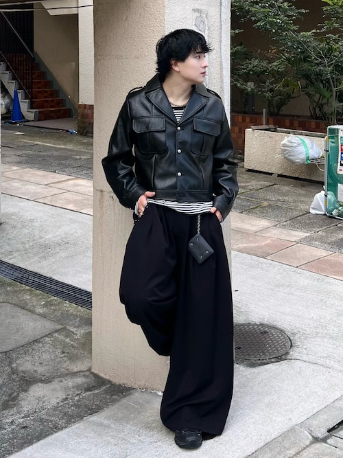 「LANDNESS(ランドネス)の【LANDNESS/ランドネス】Faux Leather Ike Jacket/フェイクレザーアイクジャケット(その他アウター)」を使った、Seigoさん(メンズ・165cm)の秋コーディネート