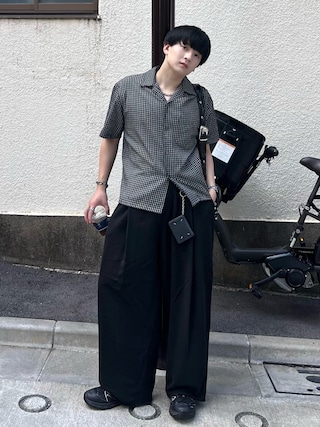「WYM LIDNM(ウィム バイ リドム)のCLASSIC PLAID BOX H/S SHIRT(シャツ/ブラウス)」を使った、Seigoさん(メンズ・165cm)の夏コーディネート
