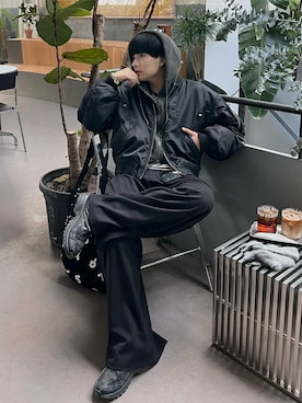 「アイテム（MA-1）」を使った、Seigoさん（メンズ・165cm）の冬コーディネート