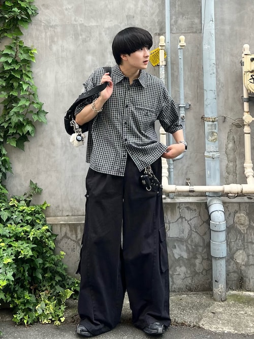 cropped check shirt/クロップドチェックシャツ