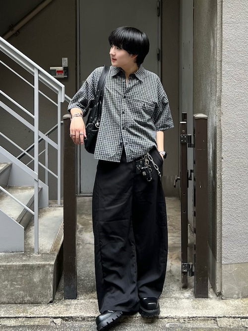 cropped check shirt/クロップドチェックシャツ
