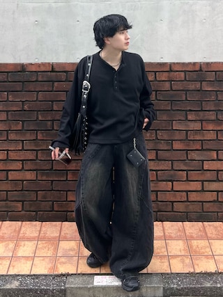 「Elanque(エランク)のwaffle henly neck / ワッフルヘンリーネック(Tシャツ/カットソー)」を使った、Seigoさん(メンズ・165cm)の秋コーディネート
