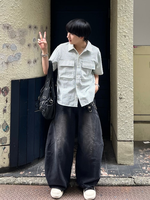 Washed Switching Scimitar Jeans