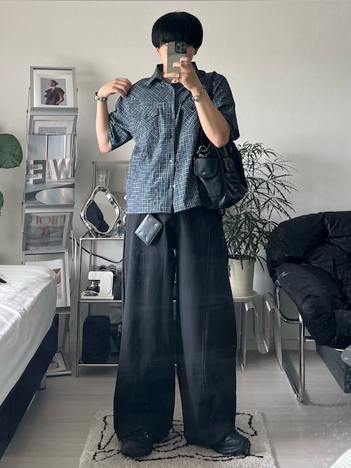 「Regen Glanz（レーゲングランツ）のmodern western seersucker short sleeve shirt / モダンウエスタンシアサッカーショートスリーブシャツ（シャツ/ブラウス）」を使った、Seigoさん（メンズ・165cm）の夏コーディネート